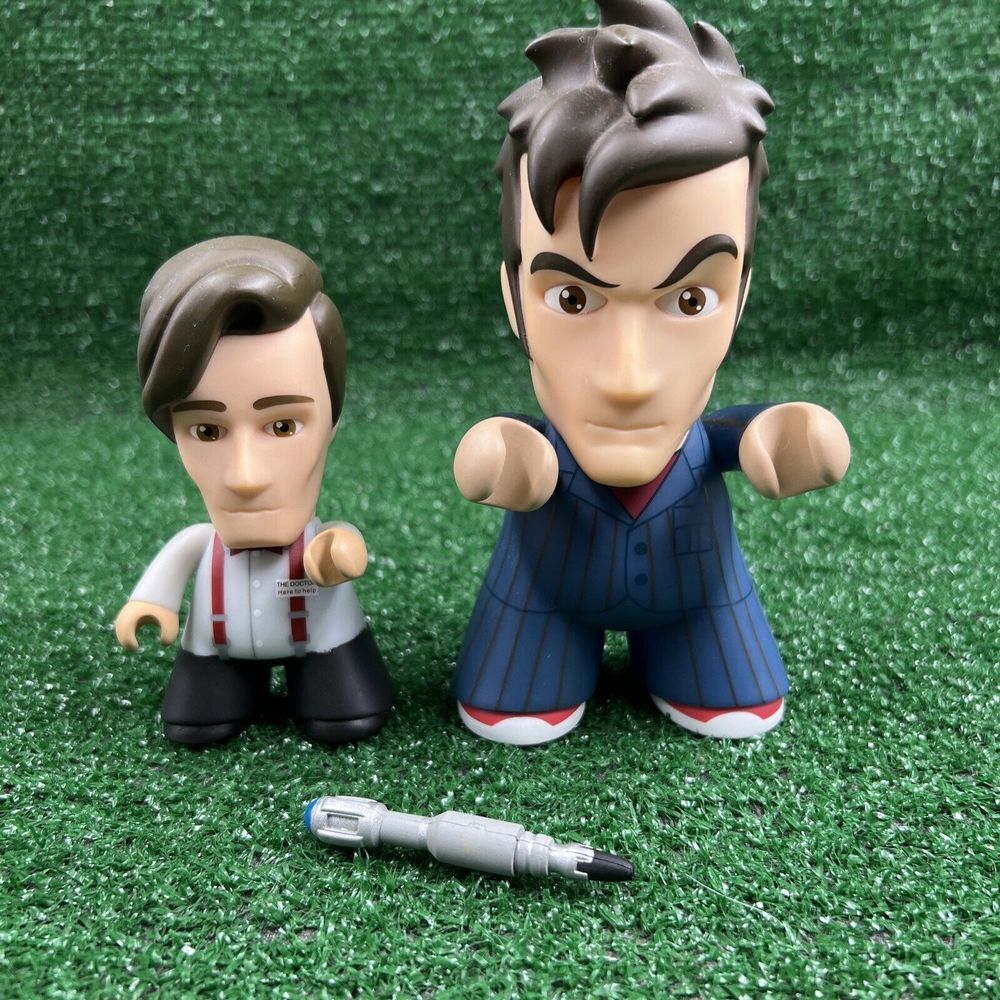 Dr. Who David Tennent & Matt Smith BBC Titan Vinyl Character Lot Of 2